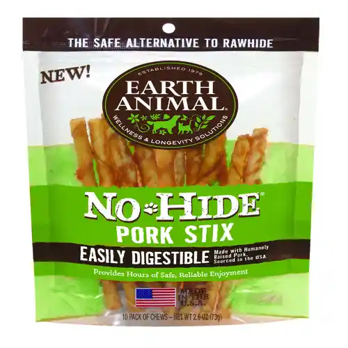 No-hide Easily Digestible Rawhide Alternative Pork Flavor Dog Chews Small - 10-pack