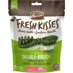 Fresh Kisses Double-brush Coconut Oil & Botanicals Small Grain-free Dental Dog Treats S Dog - 15 Cou