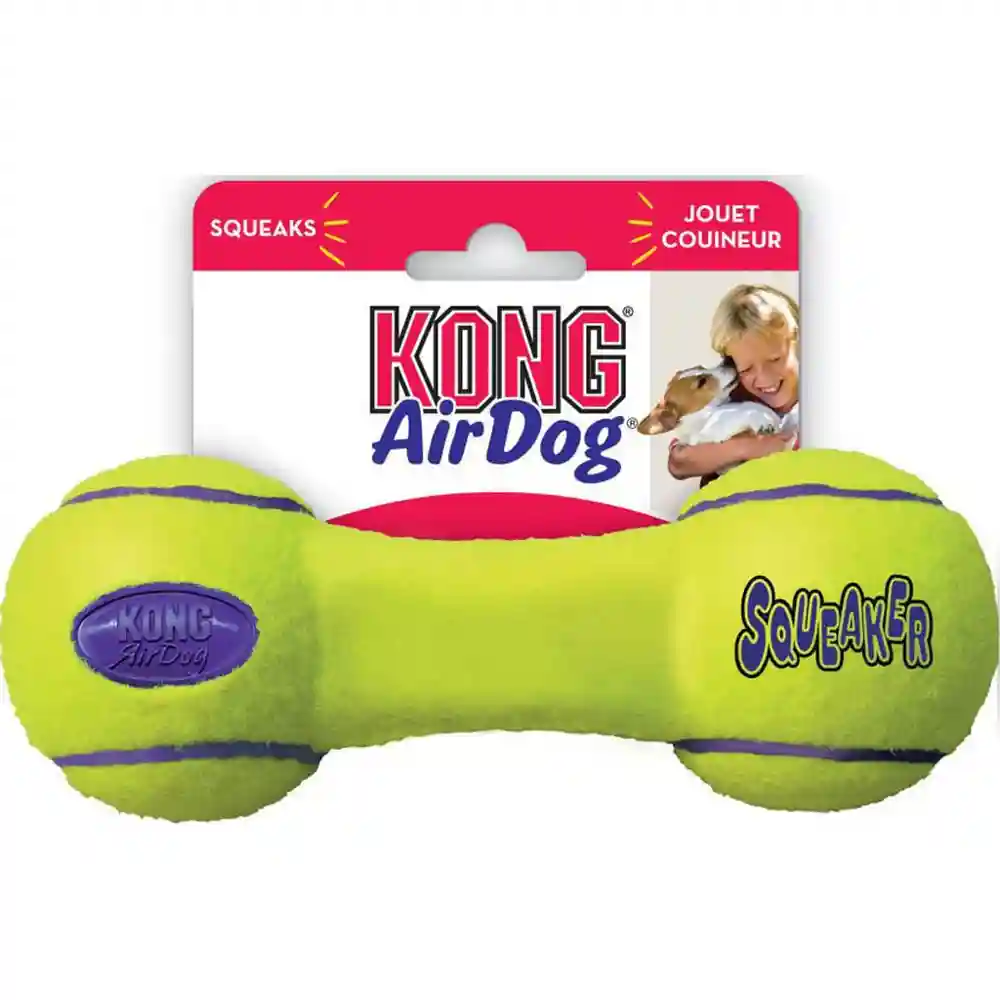 Air Kong Squeaker Dumbbell Small Yellow