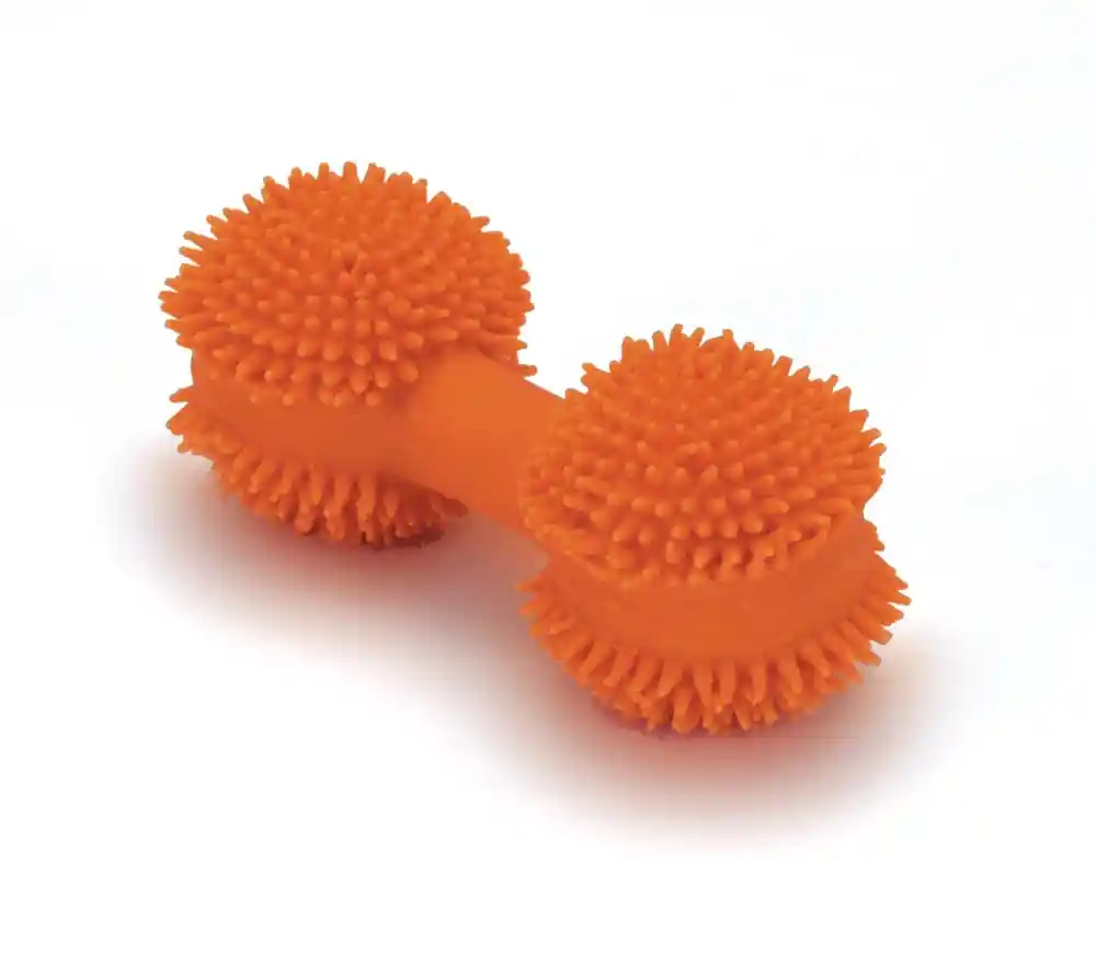 Latex Mini Spiny Dumbbell Dog Toy, Orange, 3.5"