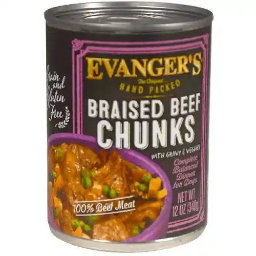 Evanger's Can Dog Braised Beef Chunks 13 oz