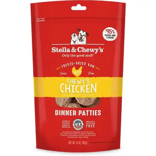 Dinner Patties Chewy's Chicken Grain Free Freeze Dried Raw Dog Food 14-oz