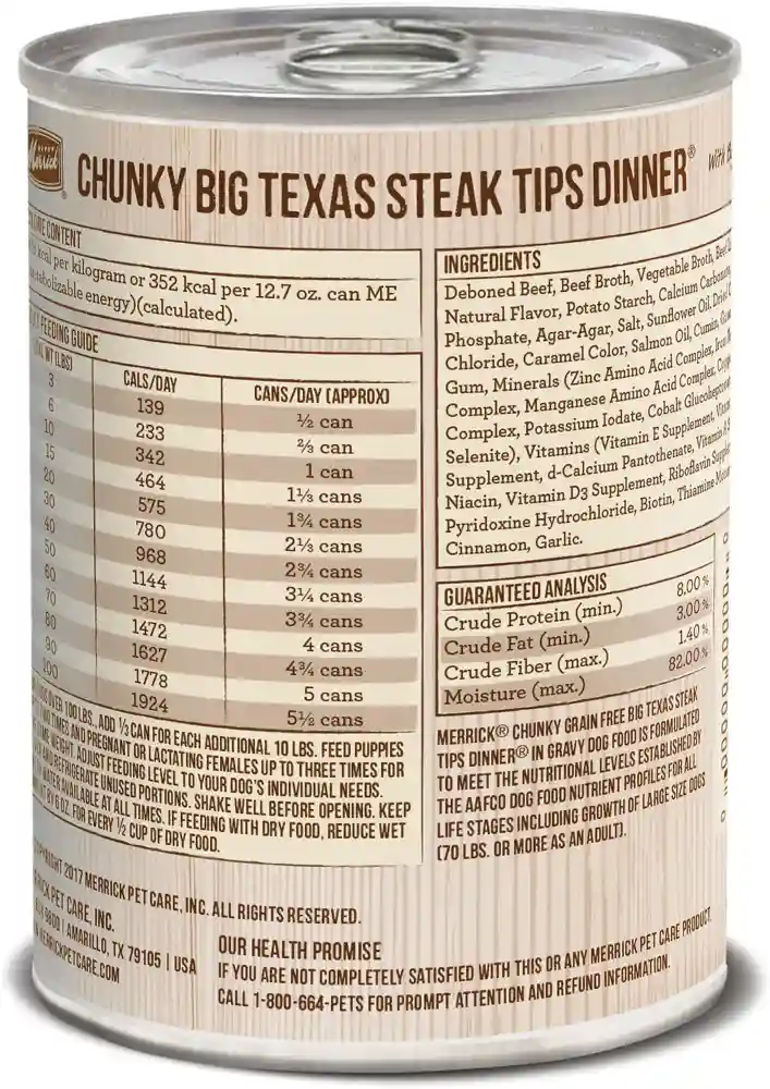 Chunky Grain-free Big Texas Steak Tips Dinner Canned Dog Food 12.7-oz