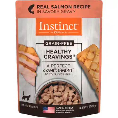 Instinct Healthy Cravings Grain Free Tender Salmon Recipe Meal Topper Pouches For Cats 3-oz