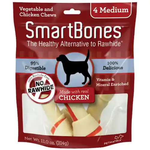 Chicken Medium Chew Bones Dog Treats 4-pack