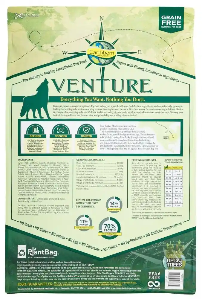 Venture Grain Free Turkey Meal & Butternut Squash Dry Dog Food 12.5-lb