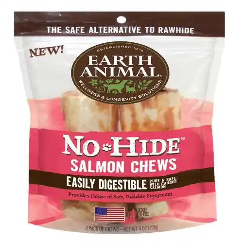 No-hide Easily Digestible Rawhide Alternative Salmon Flavor Dog Chews 4" - 2-pack