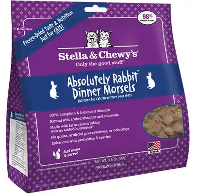 Dinner Morsels Absolutely Rabbit Grain Free Freeze Dried Raw Cat Food 3.5-oz