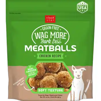 Wag More Bark Less Meatballs Grain-free Chicken Recipe Dog Treats 14-oz