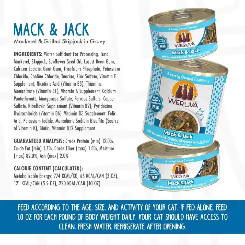 Mack & Jack With Mackerel & Grilled Skipjack Canned Cat Food 3-oz