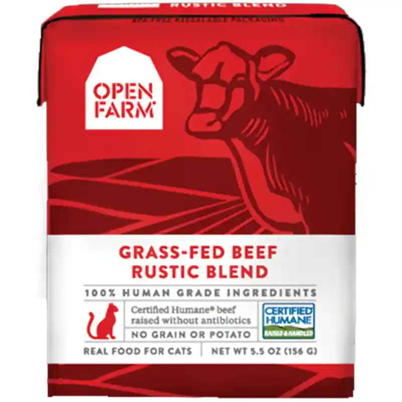Open Farm Grass-fed Beef Rustic Blend Wet Cat Food Tetra Pack 5.5-oz