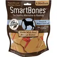Peanut Butter Medium Chew Bones Dog Treats 4-pack