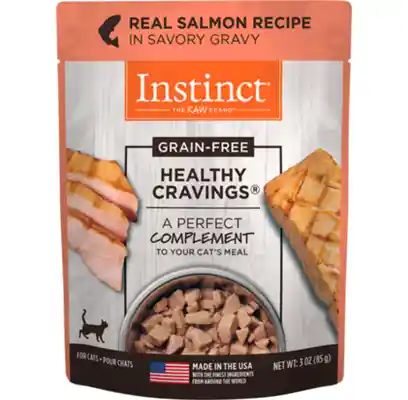 Instinct Healthy Cravings Grain Free Tender Salmon Recipe Meal Topper Pouches For Cats 3-oz