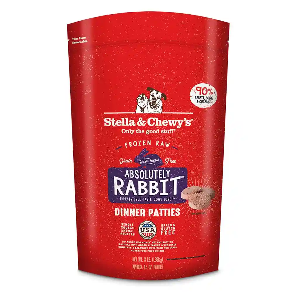 Dinner Patties Absolutely Rabbit Frozen Raw Dog Food 6-lb