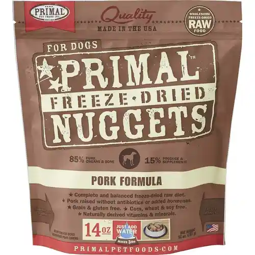 Freeze-dried Nuggets Grain Free Pork Formula Complete Diet Dog Food 14-oz