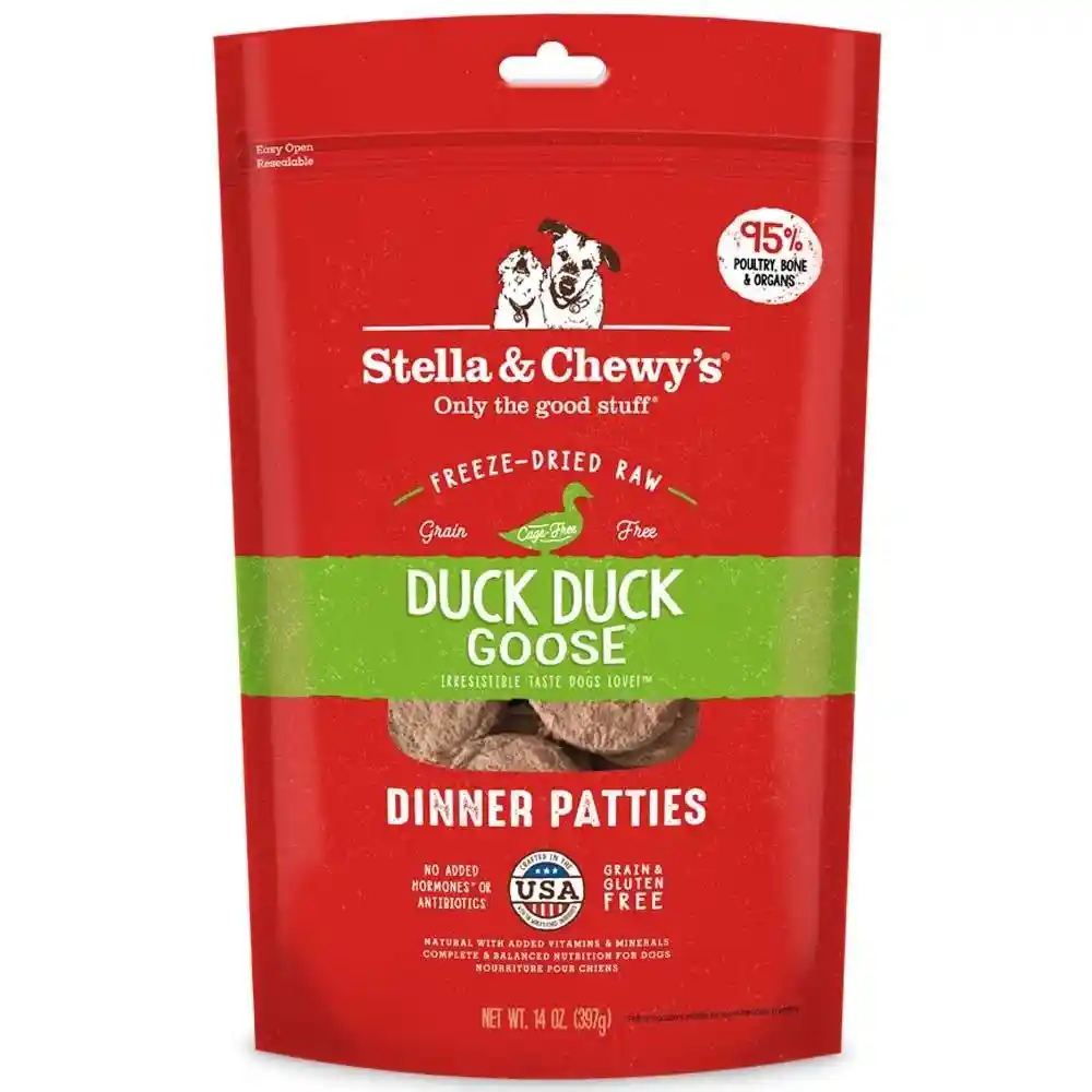 Dinner Patties Duck Goose Grain Free Freeze Dried Raw Dog Food 5.5-oz
