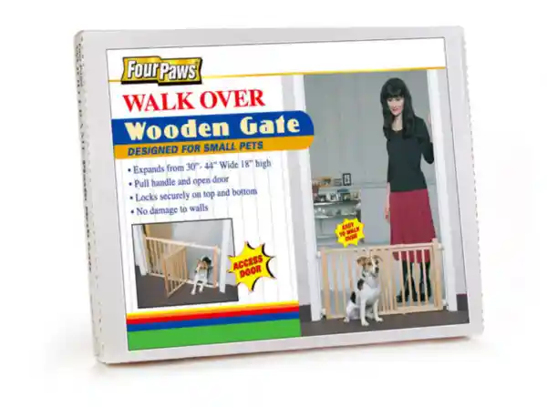 Four Paws Gate Wooden With Door 30-44x18"