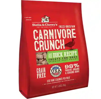 Carnivore Crunch Grain Free Duck Recipe Freeze Dried Raw Dog Treats 3.25-oz