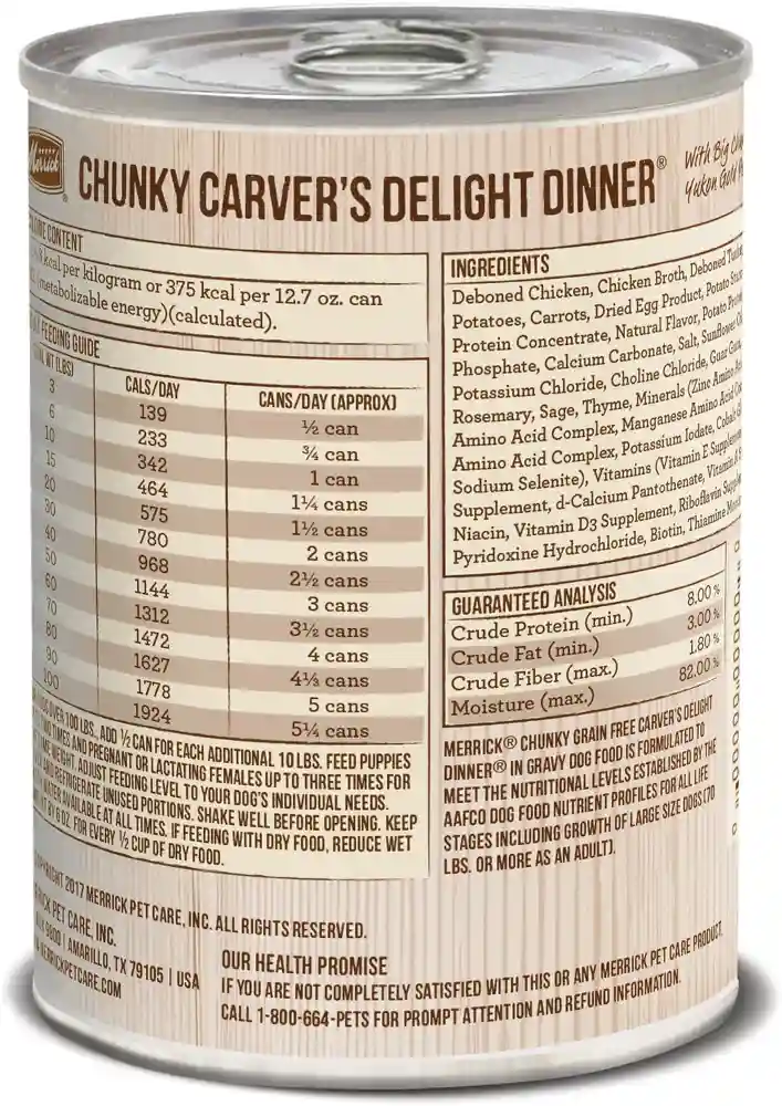 Chunky Grain-free Carver's Delight Dinner Canned Dog Food 12.7-oz