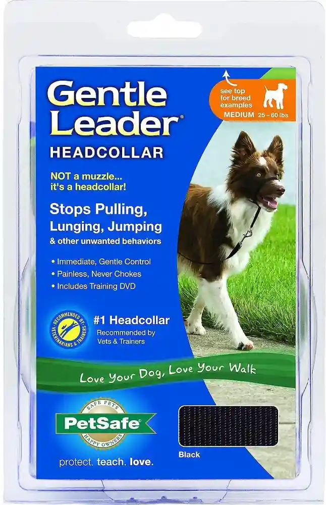 Gentle Leader Headcollar, No-pull Dog Collar Medium Black