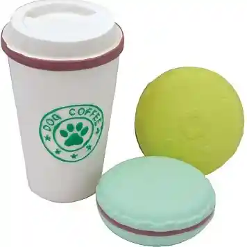 Latex Toy Set, Coffee Cup And Two Cookies, 3.5"