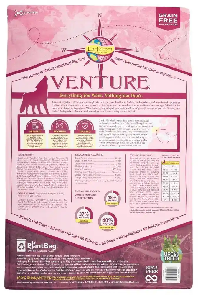 Venture Grain Free Rabbit Meal & Pumpkin Dry Dog Food 4-lb