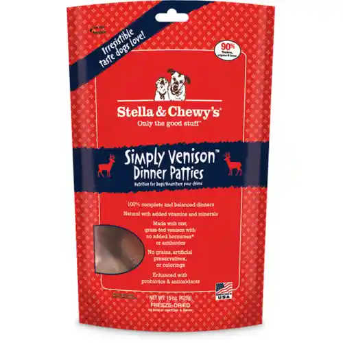 Dinner Patties Simply Venison Blend Grain Free Freeze Dried Raw Dog Food 14-oz