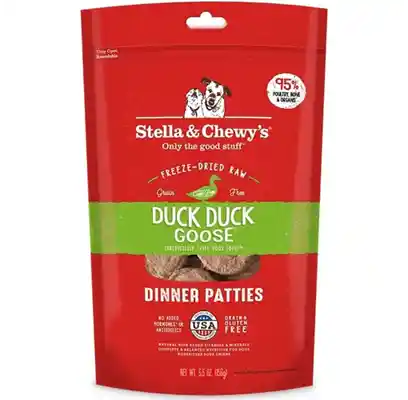 Dinner Patties Duck Goose Grain Free Freeze Dried Raw Dog Food 5.5-oz