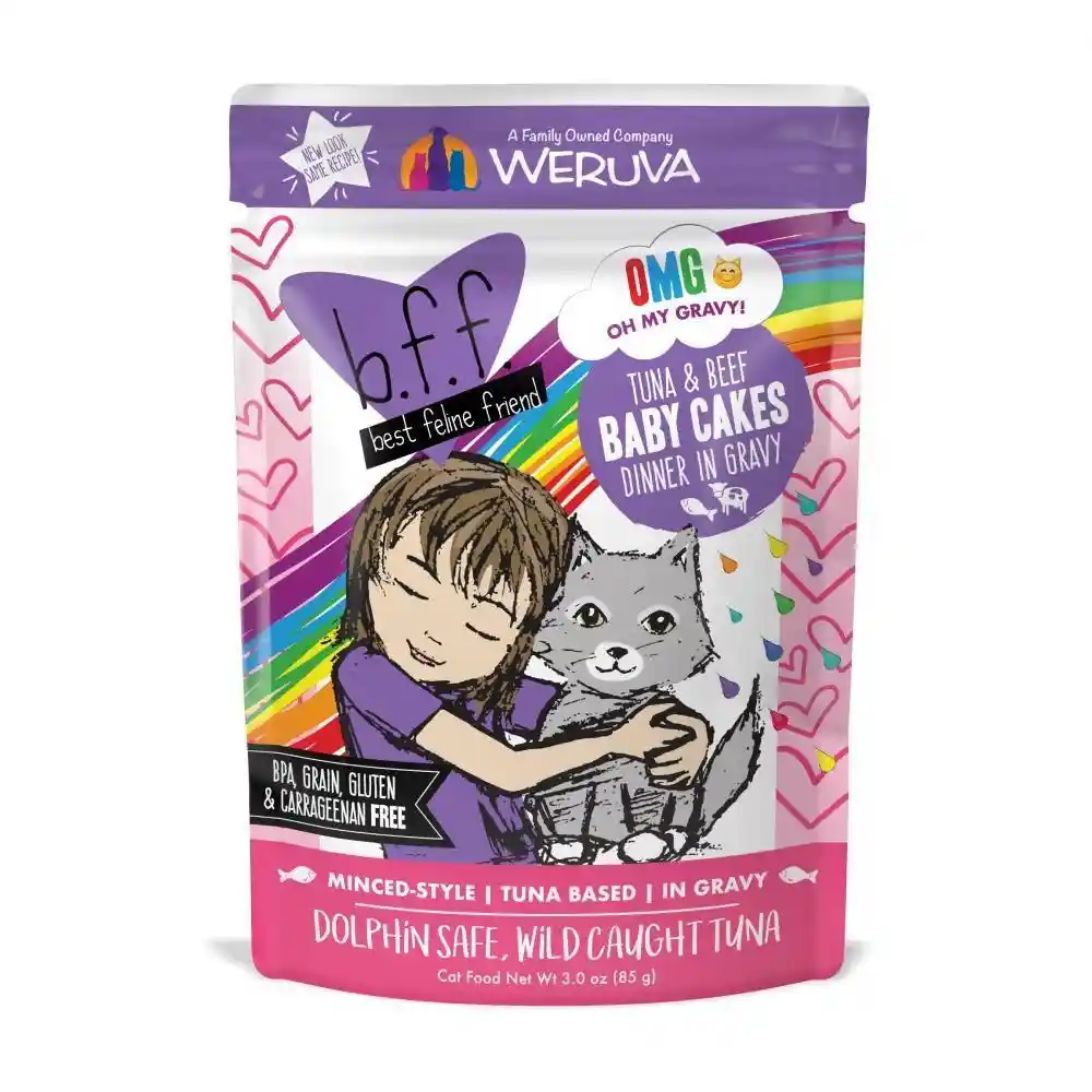 Bff Tuna & Beef Baby Cakes Recipe Pouches Wet Cat Food 3-oz
