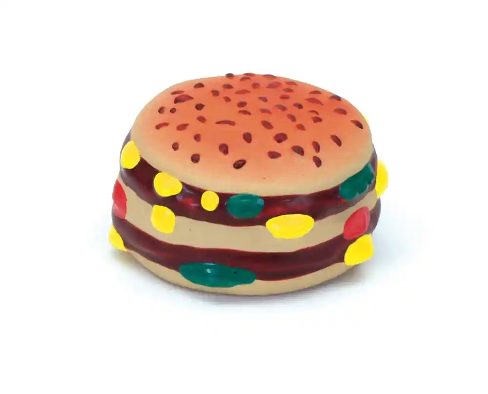 Latex Hamburger Dog Toy, No Color, 2.5"