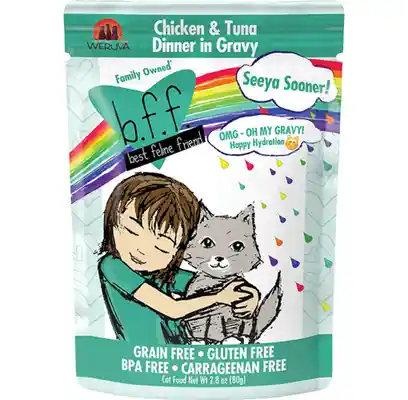 Bff Oh My Gravy Seeya Sooner Grain Free Chicken & Tuna In Gravy Canned Cat Food 2.8-oz