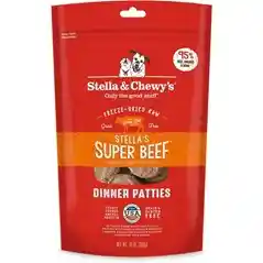 Dinner Patties Stella's Super Beef Grain Free Freeze Dried Raw Dog Food 14-oz
