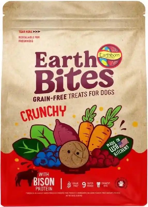 Earthborn Holistic Earthbars Bison & Pumpkin Grain-free Crunchy Dog Treats 10-oz