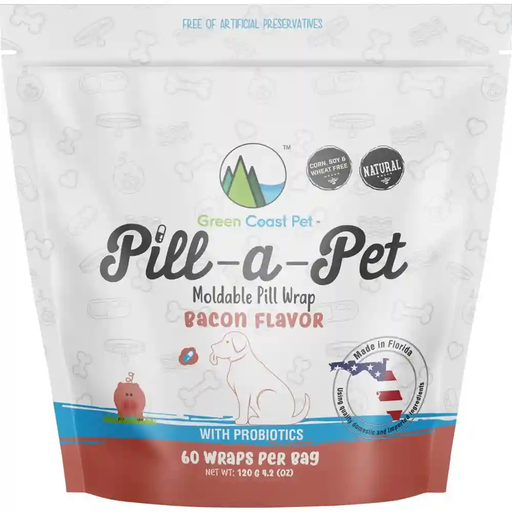Green Coast Pill-a-pet Moldable Pill Wraps With Probiotics - Bacon Flavor 4.2-oz