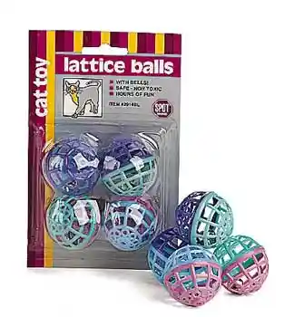 Spot Cat Lattice Ball Bell Toy 4 Pack