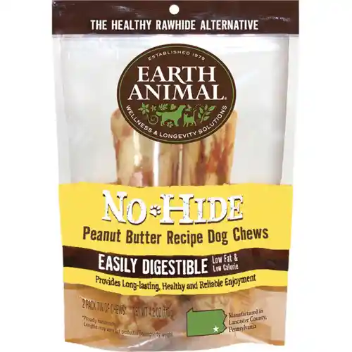 Earth Animal No Hide Peanut Butter Chews Medium 2 Pk