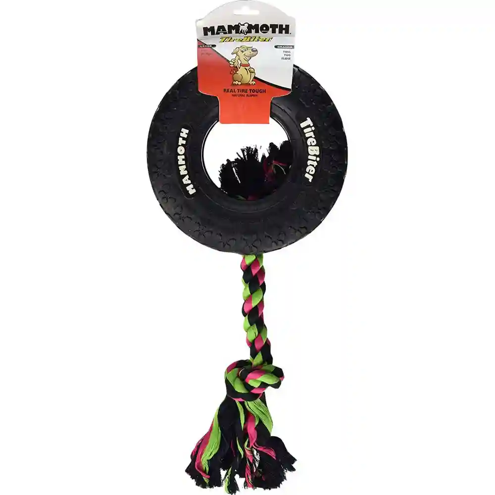 Tirebiter Ii With Rope Dog Toy Large 16.5 X 6.25 X 2.75"