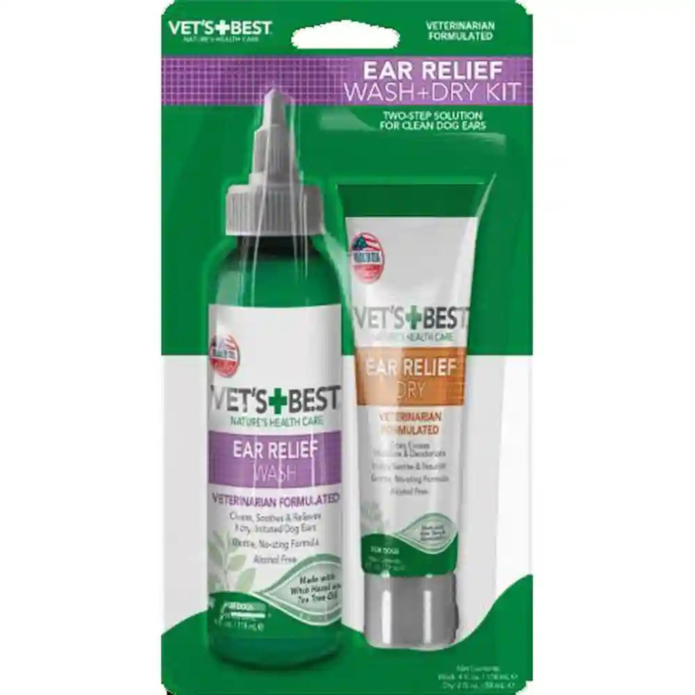 Vets Best Ear Relief Wash & Dry Powder 2 Pack