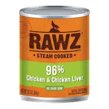 Rawz Dog Can Gf 96% Chicken & Chicken Liver 12/12.5oz;