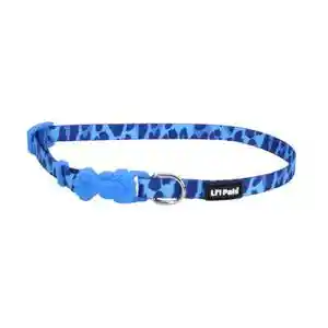 Adjustable Patterned Dog Collar, Blue Leopard, 3/8" X 08"-12"