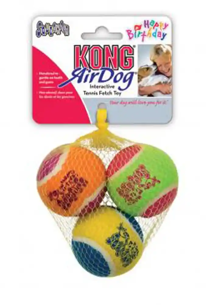 Kong Toy Tennis Ball Birthday Medium 3PK