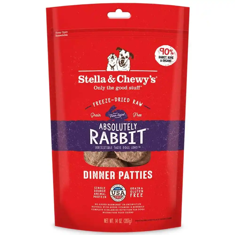 Dinner Patties Absolutely Rabbit Grain Free Freeze Dried Raw Dog Food 14-oz