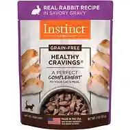 Instinct Healthy Cravings Grain Free Real Rabbit Recipe Meal Topper Pouches For Cats 3-oz