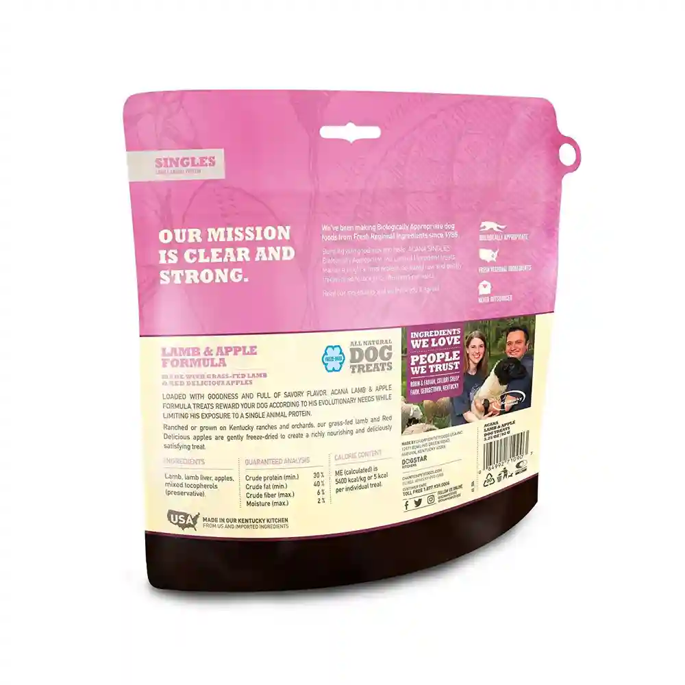 Singles Limited Ingredient Freeze-dried Dog Treats, Lamb & Apple, Biologically Appropriate & Grain F