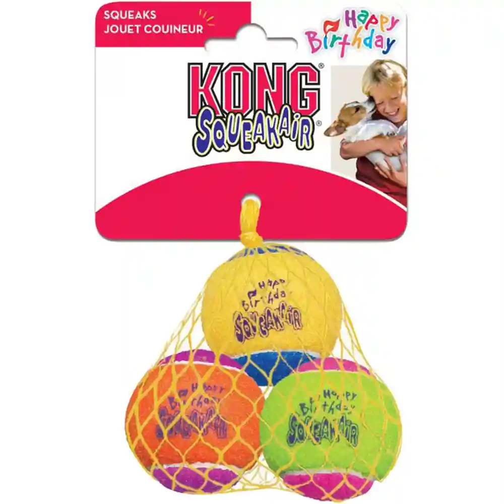 Kong Toy Tennis Ball Birthday Medium 3PK