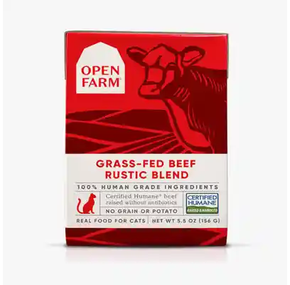 Open Farm Grass-fed Beef Rustic Blend Wet Cat Food Tetra Pack 5.5-oz