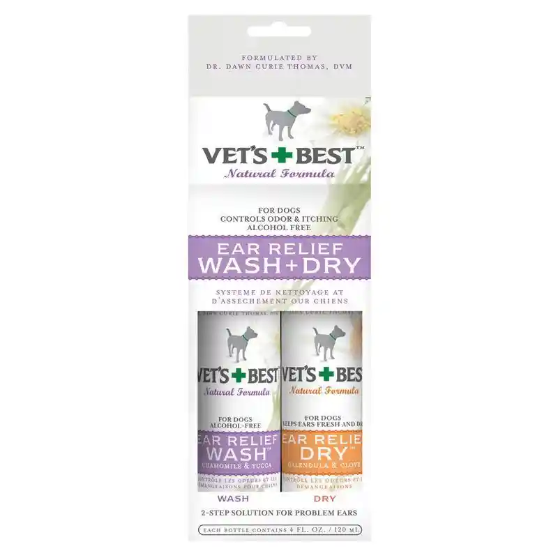 Vets Best Ear Relief Wash & Dry Powder 2 Pack