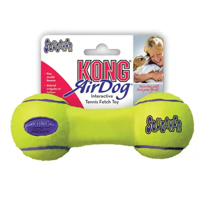 Air Kong Squeaker Dumbbell Medium Yellow