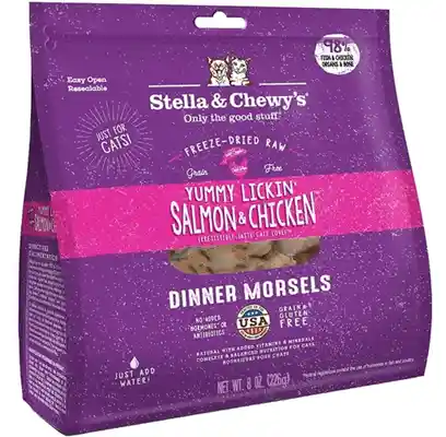 Dinner Morsels Yummy Lickin' Salmon & Chicken Grain Free Freeze Dried Raw Cat Food 8-oz