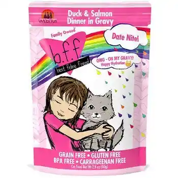 Bff Oh My Gravy Date Nite Grain Free Duck & Salmon In Gravy Wet Cat Food Pouch 2.8-oz